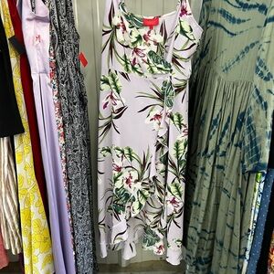 Jennifer Lopez Asymmetrical Dress in Lavender and Green